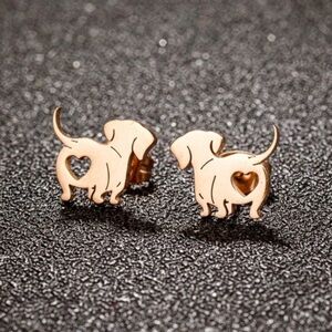Stainless Steel Weiner Dog Earrings, Dachshund Dog Stud Earrings, Dog Earrings